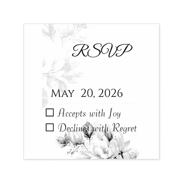 Sello Automático Elegante Tarjeta RSVP Beige Magnolia clásica (Diseño)