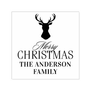 Sello Automático Elegante Tartán Cuadro Navidades Nombre de la Fami