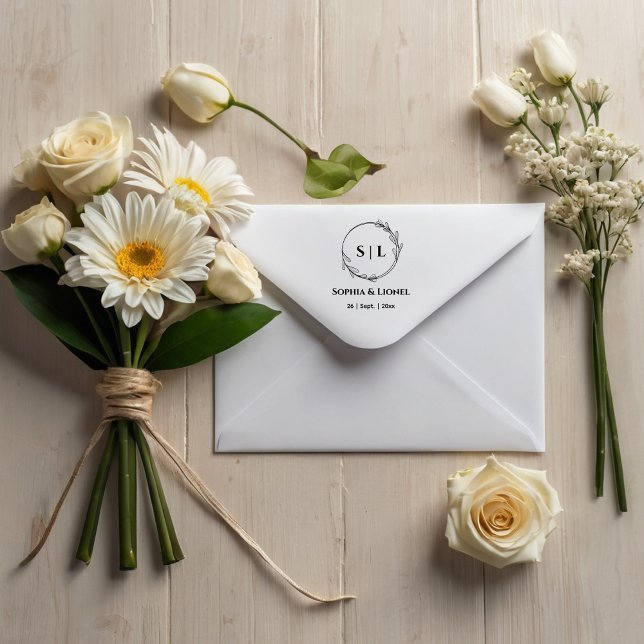 Sello Automático Elegantes iniciativas Bodas florales modernas (Subido por el creador)
