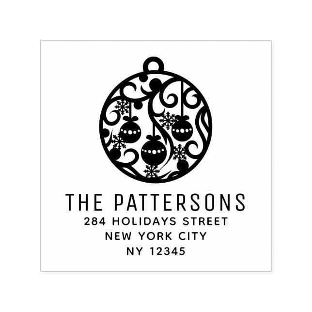 Sello Automático Elegantes Navidades Nombre Bauble Dirección de dev (Diseño)