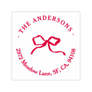 Sello Automático Elegantes Navidades tradicionales del arco rojo