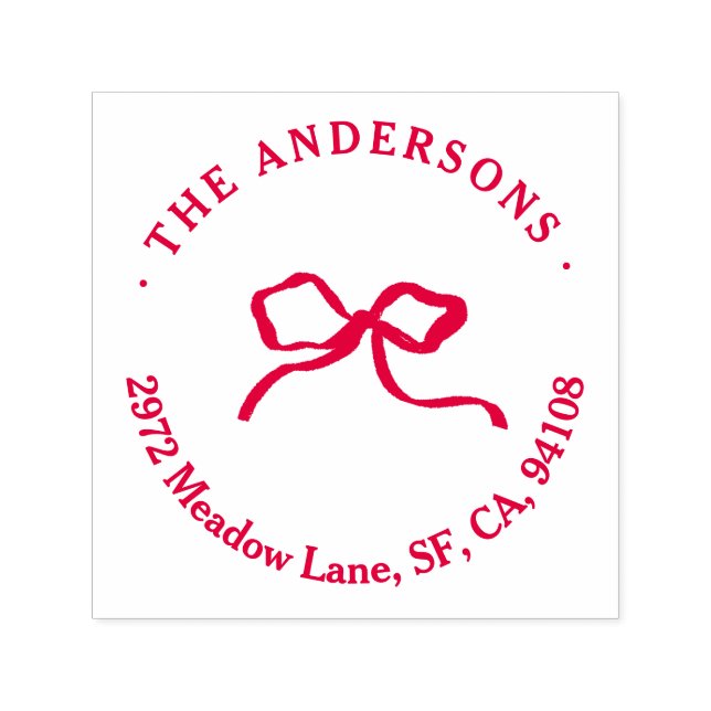 Sello Automático Elegantes Navidades tradicionales del arco rojo (Diseño)