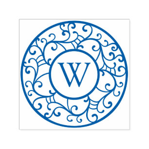 Sello Automático Elegantes ramas de árbol Lacy Filigree Wreath Inic