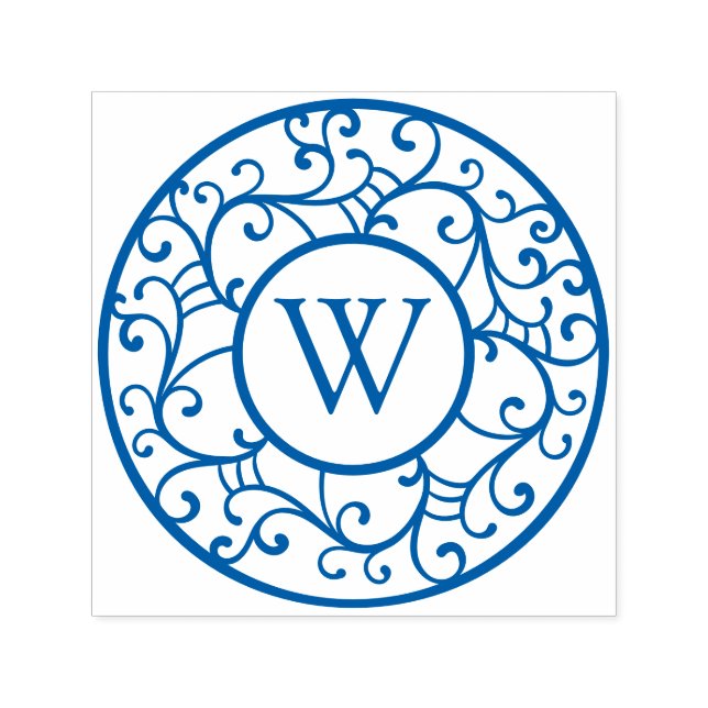 Sello Automático Elegantes ramas de árbol Lacy Filigree Wreath Inic (Diseño)