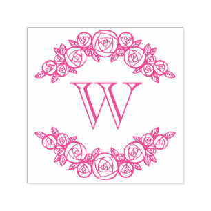 Sello Automático Elegantes Rosas arcos #1 Ronda Primera Inicial