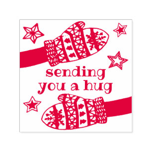 Sello Automático Enviarle un abrazo ・ Manos Mittens Stars Holiday