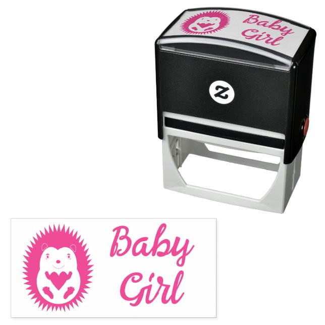 Sello Automático Erizo Bebé Niña Rosa Bonito Personalizado (In Situ)