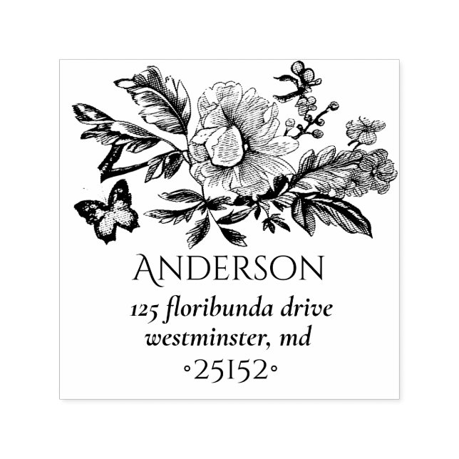 Sello Automático Esbozo de Bouquet toile francés (Diseño)