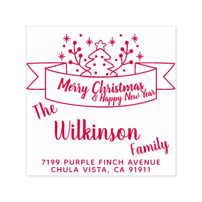 Sello Automático Escritura a mano de cinta de navidad de Merry (Diseño)