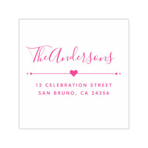 Sello Automático Escritura de encargo del apellido y fucsia del