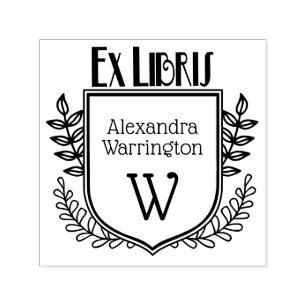 Sello Automático Escudo botánico Ex Libris Nombre del libro inicial