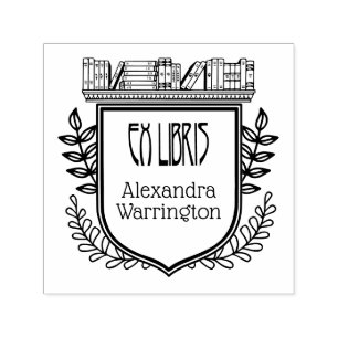 Sello Automático Escudo botánico Librería Ex Libris Nombre del libr