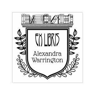 Sello Automático Escudo botánico Librería Ex Libris Nombre del libr