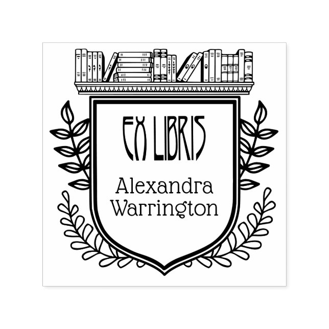 Sello Automático Escudo botánico Librería Ex Libris Nombre del libr (Diseño)