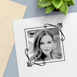 Sello Automático Esquina Swirls Square Frame Personalizado Foto