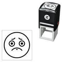 Estampilla de autograbado de emoticon cara triste