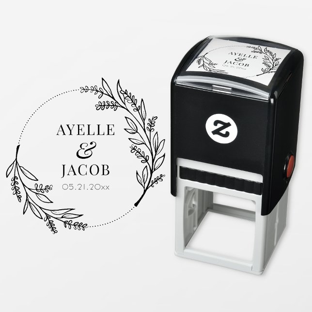 Sello Automático Estampilla de boda de goma de marco floral rústico (Subido por el creador)