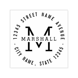 Sello Automático Estampilla de goma personalizada de monograma circ