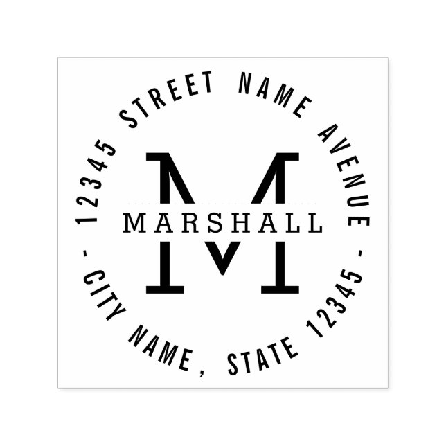 Sello Automático Estampilla de goma personalizada de monograma circ (Diseño)