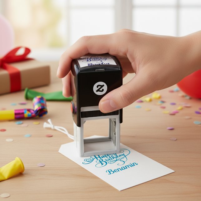 Sello Automático Estampilla personalizada de cumpleaños feliz (Personalized Happy Birthday Self-Inking Stamp)