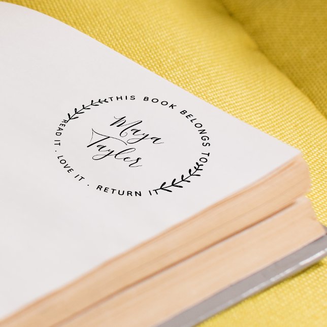 Sello Automático Este Libro Pertenece A Greenery Script (This Book Belongs To Greenery Script Self-inking Stamp)
