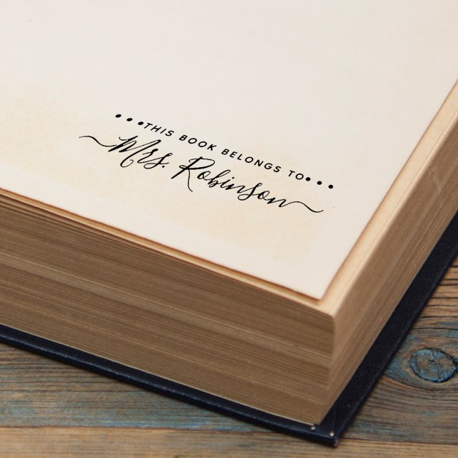 Sello Automático Este Libro Pertenece A Nombre De Letra Manuscrita (This Book Belongs To Handwritten Script Name Self-inking Stamp)
