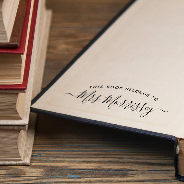 Sello Automático Este Libro Pertenece A Nombre De Letra Manuscrita (This Book Belongs To Handwritten Script Name Self-inking Stamp)