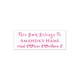 Sello Automático Este Libro Pertenece A Nombre Personalizado Girly 