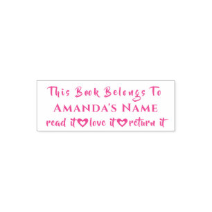 Sello Automático Este Libro Pertenece A Nombre Personalizado Girly