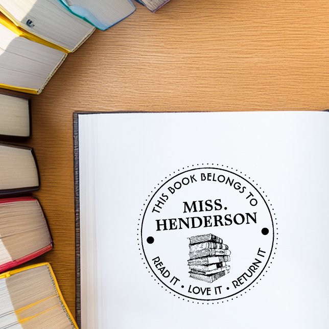 Sello Automático Este Libro Pertenece A Personalizado (This Book Belongs To Personalized Teacher Self-inking Stamp)
