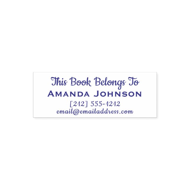 Sello Automático Este Libro Pertenece Al Correo Del Número Tel. (Diseño)