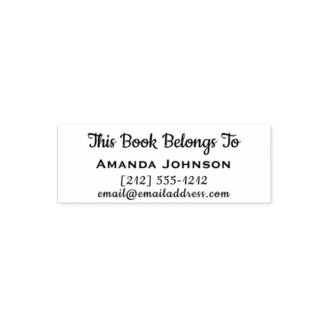 Sello Automático Este Libro Pertenece Al Correo Del Número Tel. (Diseño)