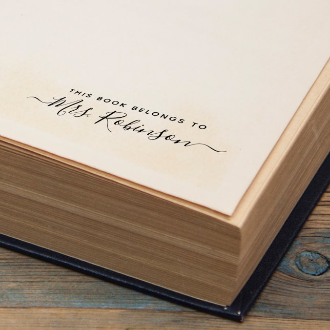 Sello Automático Este Libro Pertenece Al Nombre De Script Escrito A (This Book Belongs To Handwritten Script Name Self-inking Stamp)