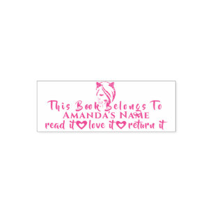 Sello Automático Este Libro Pertenece Al Nombre Personalizado Girly