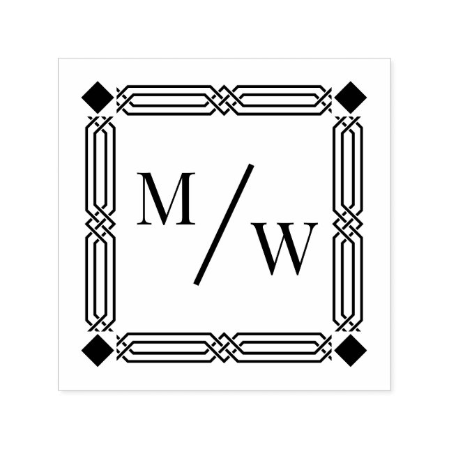 Sello Automático Estilo Art Deco Pareja 2 Espaciador monograma inic (Diseño)