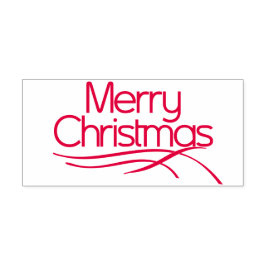 Sello Automático Estilo rojo Feliz Navidad y líneas onduladas