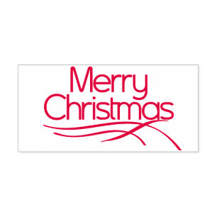 Sello Automático Estilo rojo Feliz Navidad y líneas onduladas