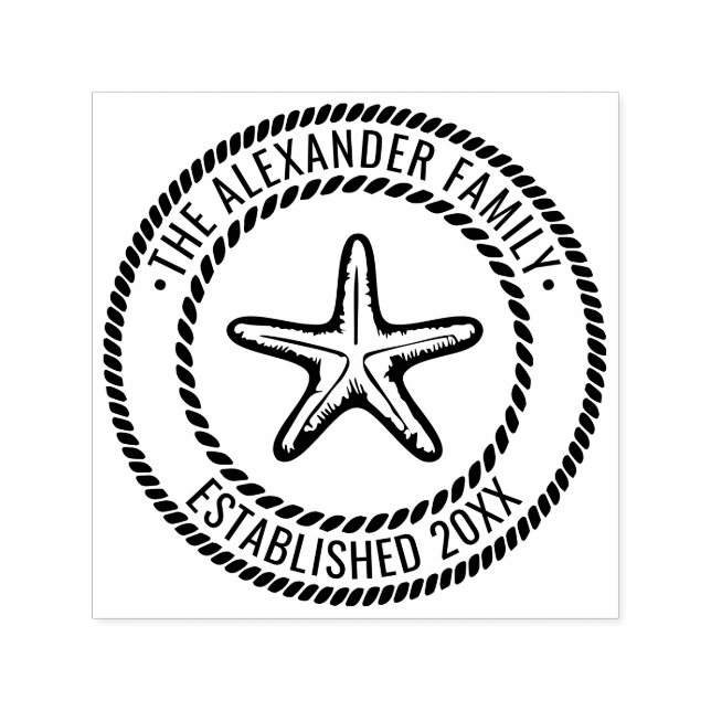 Sello Automático Estrella de mar #2 Apellido Fecha Establecida Cuer (Diseño)