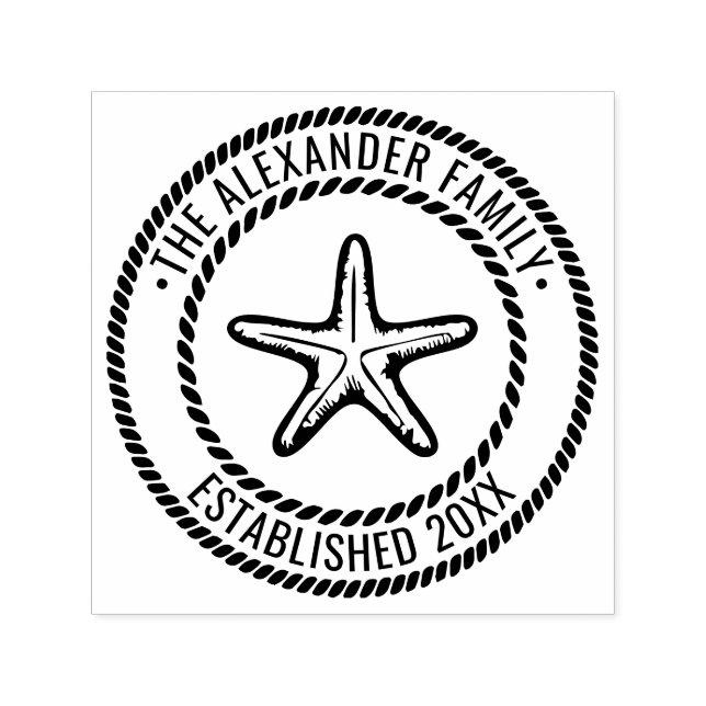 Sello Automático Estrella de mar #2 Apellido Fecha Establecida Cuer (Diseño)