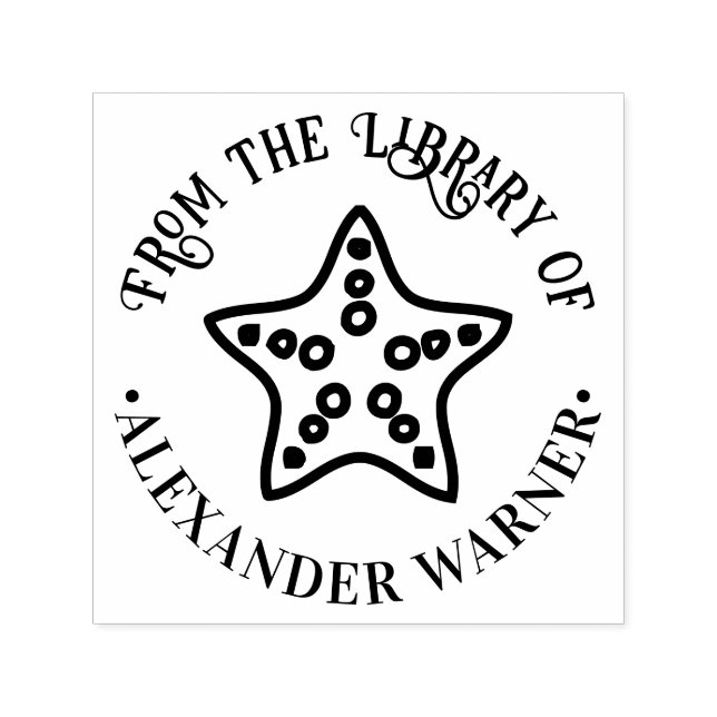 Sello Automático Estrella de mar de la playa #1 Nombre del libro de (Diseño)