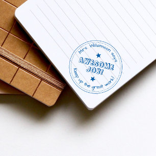 Sello Automático Estrellas azules y profesor de empleo increible y 