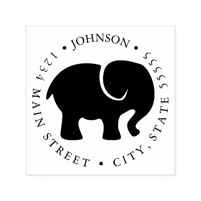Sello Automático Etiqueta de retorno de silueta de elefante cutáneo (Diseño)