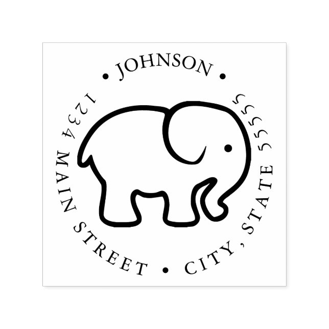 Sello Automático Etiqueta de retorno de silueta de elefante cutáneo (Diseño)