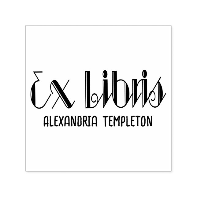 Sello Automático Ex Libris Art Deco Texto Antiguo #4 Biblioteca Lib (Diseño)