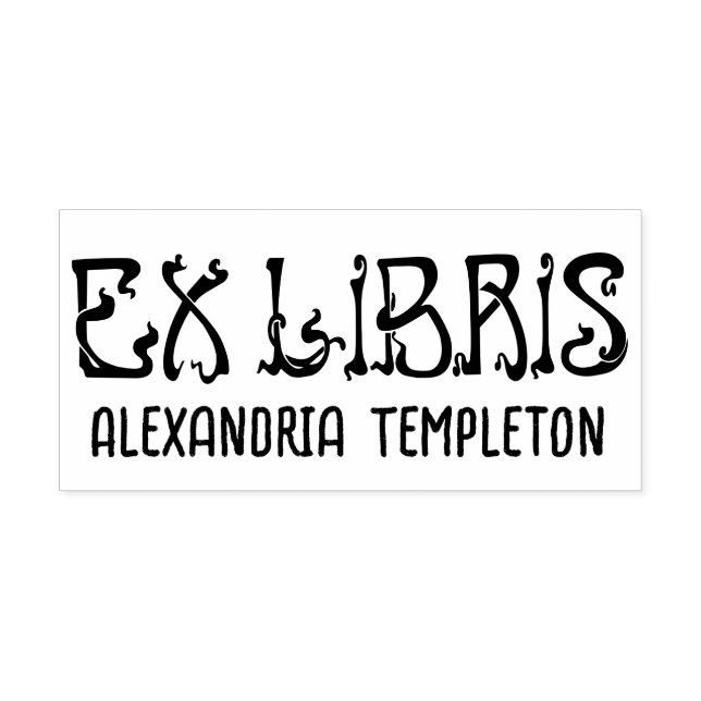 Sello Automático Ex Libris ArtNouveau Texto Biblioteca Letras Nombr (Diseño)
