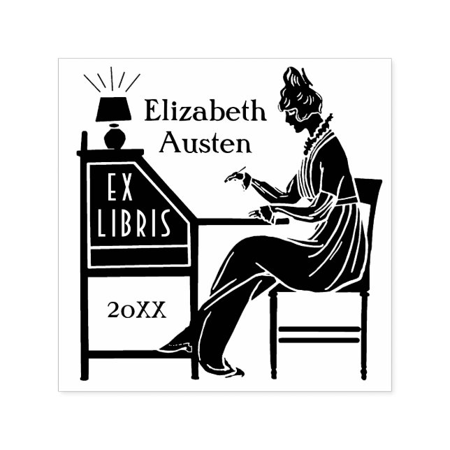Sello Automático Ex Libris Bookplate Deco Lady Personalizado de esc (Diseño)