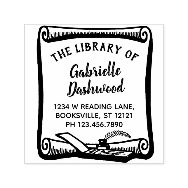 Sello Automático Ex Libris Bookplate Personalizado de la Biblioteca (Diseño)