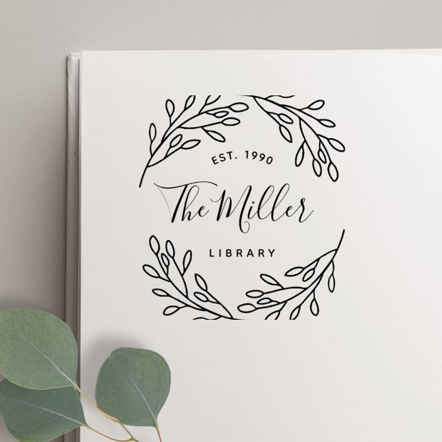 Sello Automático Ex libris botánico elegante de familia (Subido por el creador)