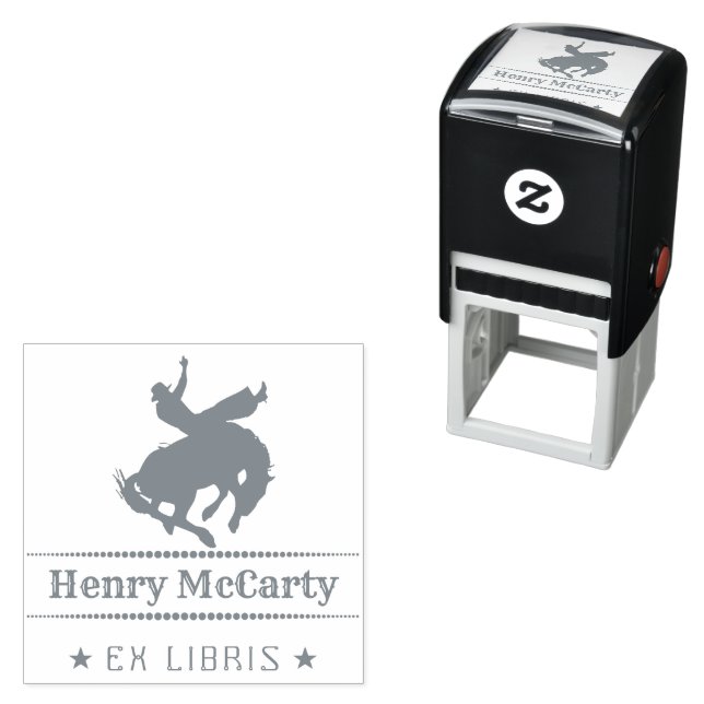 Sello Automático Ex Libris | Cowboy Rodeo Hors Self-inking Stamp (In Situ)