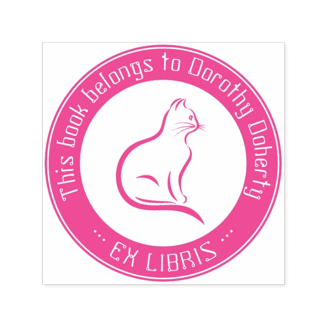 Sello Automático Ex Libris | Cute Cat Self-inking Stamp (Diseño)